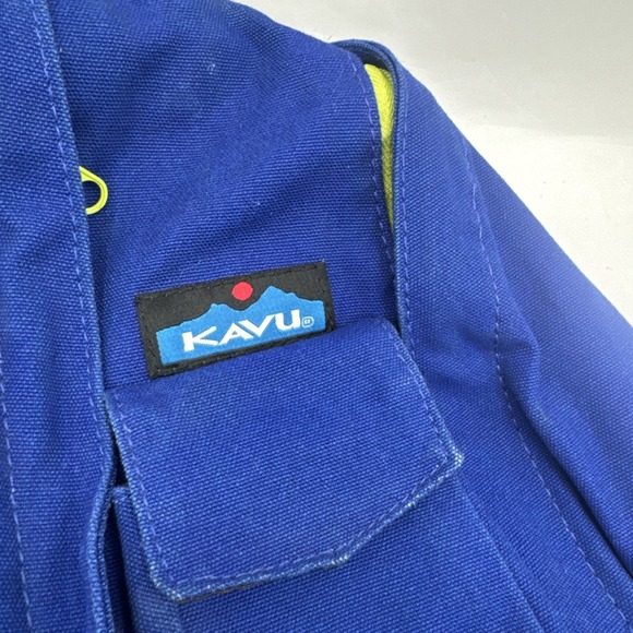 KAVU Rope Bag Sling Neon Blue Green Canvas Backpack Small Purse Limited Edition - Picture 2 of 8